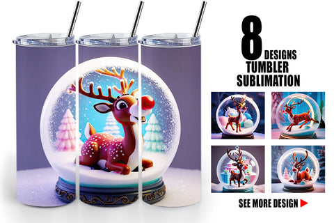 Tumbler Wrap Reindeer Glass Ball Sublimation artnoy 
