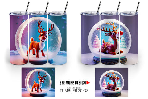Tumbler Wrap Reindeer Glass Ball Sublimation artnoy 