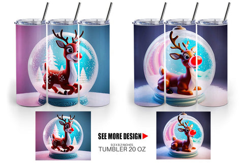 Tumbler Wrap Reindeer Glass Ball Sublimation artnoy 