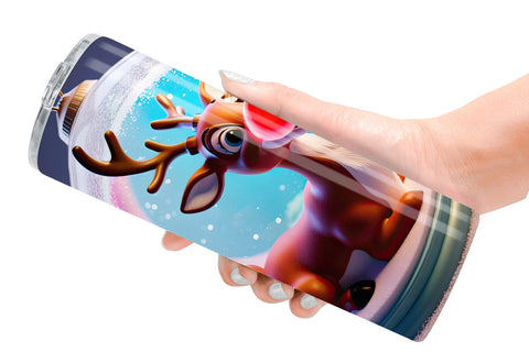 Tumbler Wrap Reindeer Glass Ball Sublimation artnoy 