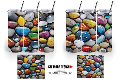 Tumbler Wrap Rocks with Water Drops Sublimation artnoy 