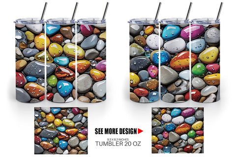 Tumbler Wrap Rocks with Water Drops Sublimation artnoy 