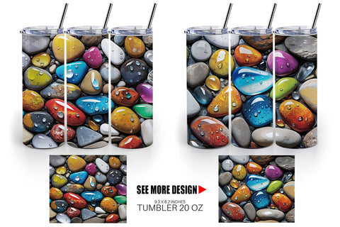 Tumbler Wrap Rocks with Water Drops Sublimation artnoy 