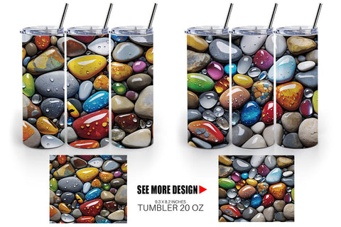 Tumbler Wrap Rocks with Water Drops Sublimation artnoy 