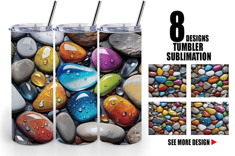 Tumbler Wrap Rocks with Water Drops Sublimation artnoy 