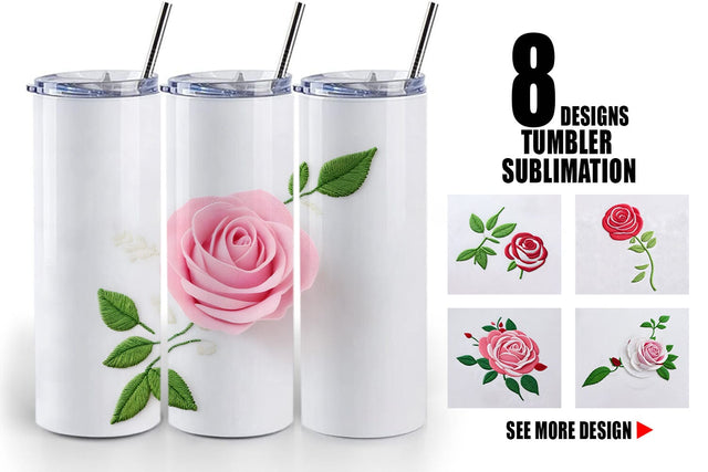 Tumbler Wrap Rose Embroidery Sublimation artnoy 