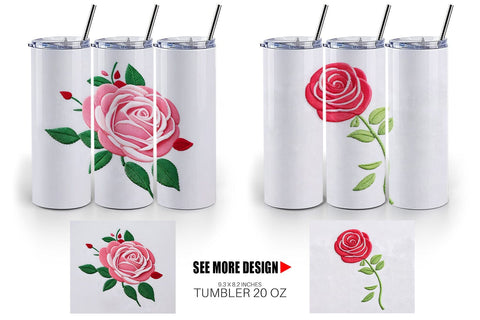 Tumbler Wrap Rose Embroidery Sublimation artnoy 