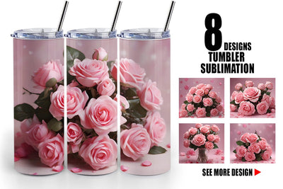 Tumbler Wrap Rose flower bouquet Sublimation artnoy 