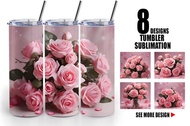 Tumbler Wrap Rose flower bouquet Sublimation artnoy 