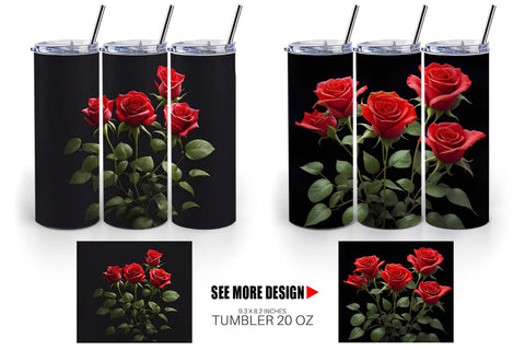 Tumbler Wrap Rose Flowers Dark Sublimation artnoy 