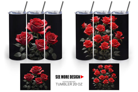 Tumbler Wrap Rose Flowers Dark Sublimation artnoy 