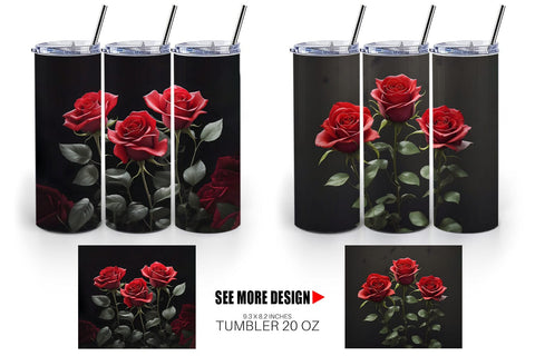 Tumbler Wrap Rose Flowers Dark Sublimation artnoy 