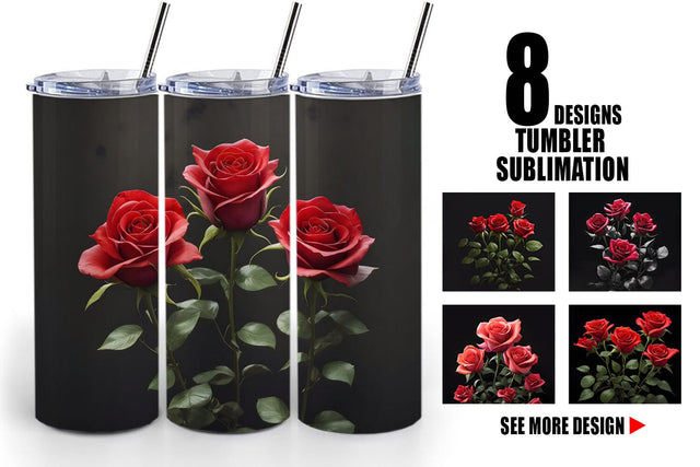 Tumbler Wrap Rose Flowers Dark Sublimation artnoy 