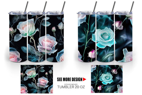 Tumbler Wrap Rose Glass Pattern Sublimation artnoy 