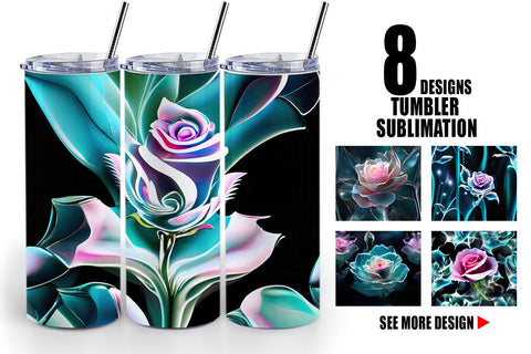 Tumbler Wrap Rose Glass Pattern Sublimation artnoy 