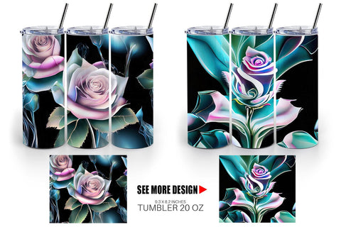 Tumbler Wrap Rose Glass Pattern Sublimation artnoy 