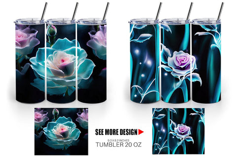 Tumbler Wrap Rose Glass Pattern Sublimation artnoy 