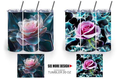 Tumbler Wrap Rose Glass Pattern Sublimation artnoy 