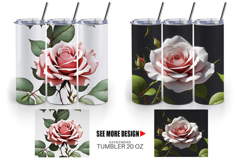 Tumbler Wrap Rose Pattern Sublimation artnoy 
