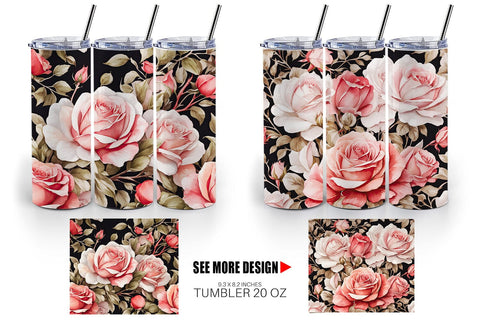 Tumbler Wrap Rose Pattern Sublimation artnoy 