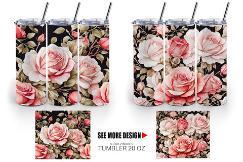 Tumbler Wrap Rose Pattern Sublimation artnoy 