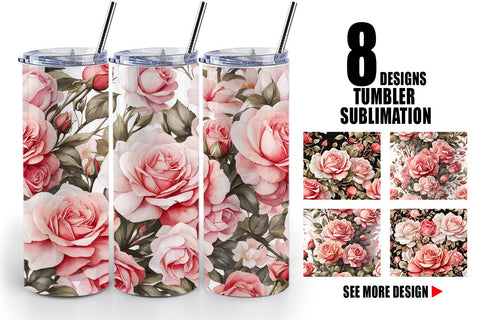 Tumbler Wrap Rose Pattern Sublimation artnoy 