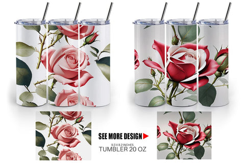 Tumbler Wrap Rose Pattern Sublimation artnoy 