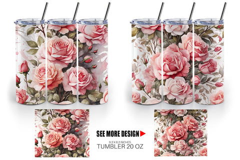 Tumbler Wrap Rose Pattern Sublimation artnoy 