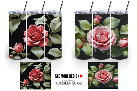 Tumbler Wrap Rose Pattern Sublimation artnoy 