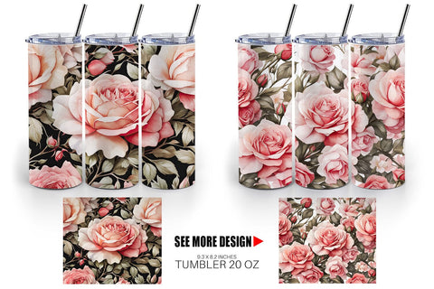 Tumbler Wrap Rose Pattern Sublimation artnoy 
