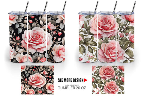 Tumbler Wrap Rose Pattern Sublimation artnoy 
