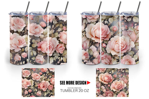 Tumbler Wrap Rose Watercolor Texture Sublimation artnoy 