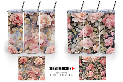 Tumbler Wrap Rose Watercolor Texture Sublimation artnoy 
