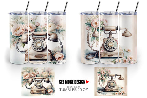 Tumbler Wrap Rotary Telephone Sublimation artnoy 