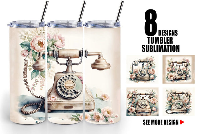 Tumbler Wrap Rotary Telephone Sublimation artnoy 