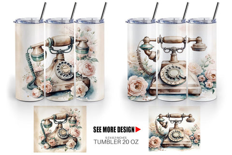 Tumbler Wrap Rotary Telephone Sublimation artnoy 