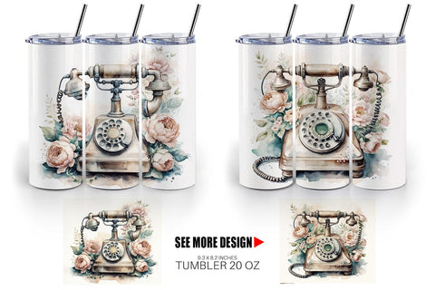 Tumbler Wrap Rotary Telephone Sublimation artnoy 
