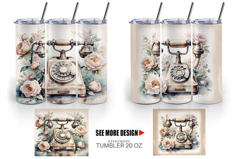 Tumbler Wrap Rotary Telephone Sublimation artnoy 