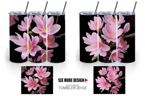 Tumbler Wrap Sakura Flowers Dark Sublimation artnoy 