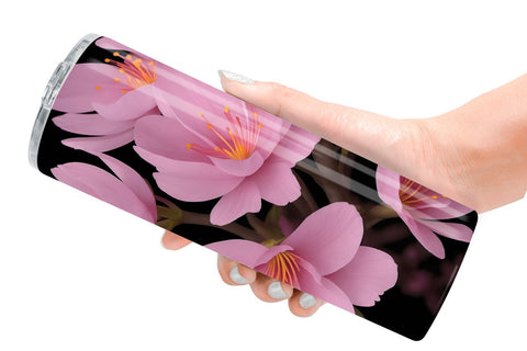Tumbler Wrap Sakura Flowers Dark Sublimation artnoy 