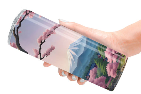 Tumbler Wrap Sakura Trees Mount Fuji Sublimation artnoy 