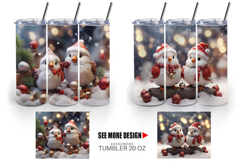 Tumbler Wrap Santa Birds Christmas Sublimation artnoy 