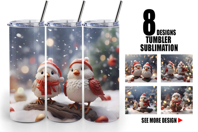 Tumbler Wrap Santa Birds Christmas Sublimation artnoy 