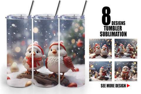 Tumbler Wrap Santa Birds Christmas Sublimation artnoy 