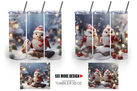 Tumbler Wrap Santa Birds Christmas Sublimation artnoy 