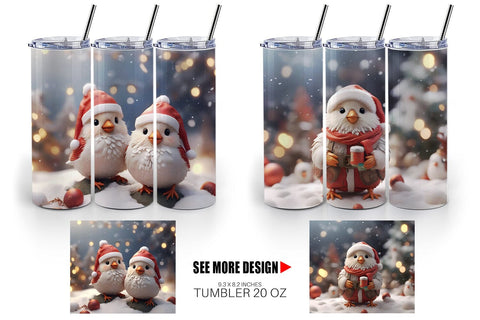 Tumbler Wrap Santa Birds Christmas Sublimation artnoy 