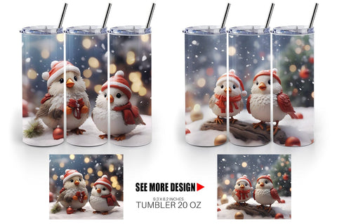 Tumbler Wrap Santa Birds Christmas Sublimation artnoy 