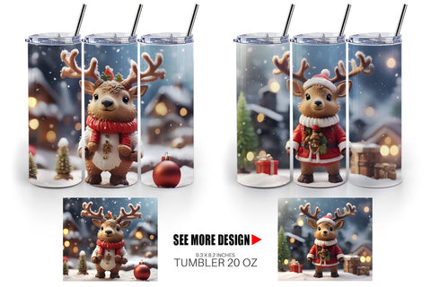 Tumbler Wrap Santa Elk Christmas Sublimation artnoy 