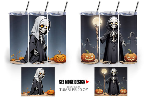 Tumbler Wrap Scary Skeleton Nun Sublimation artnoy 