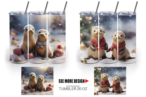 Tumbler Wrap Sea Lion Christmas Sublimation artnoy 